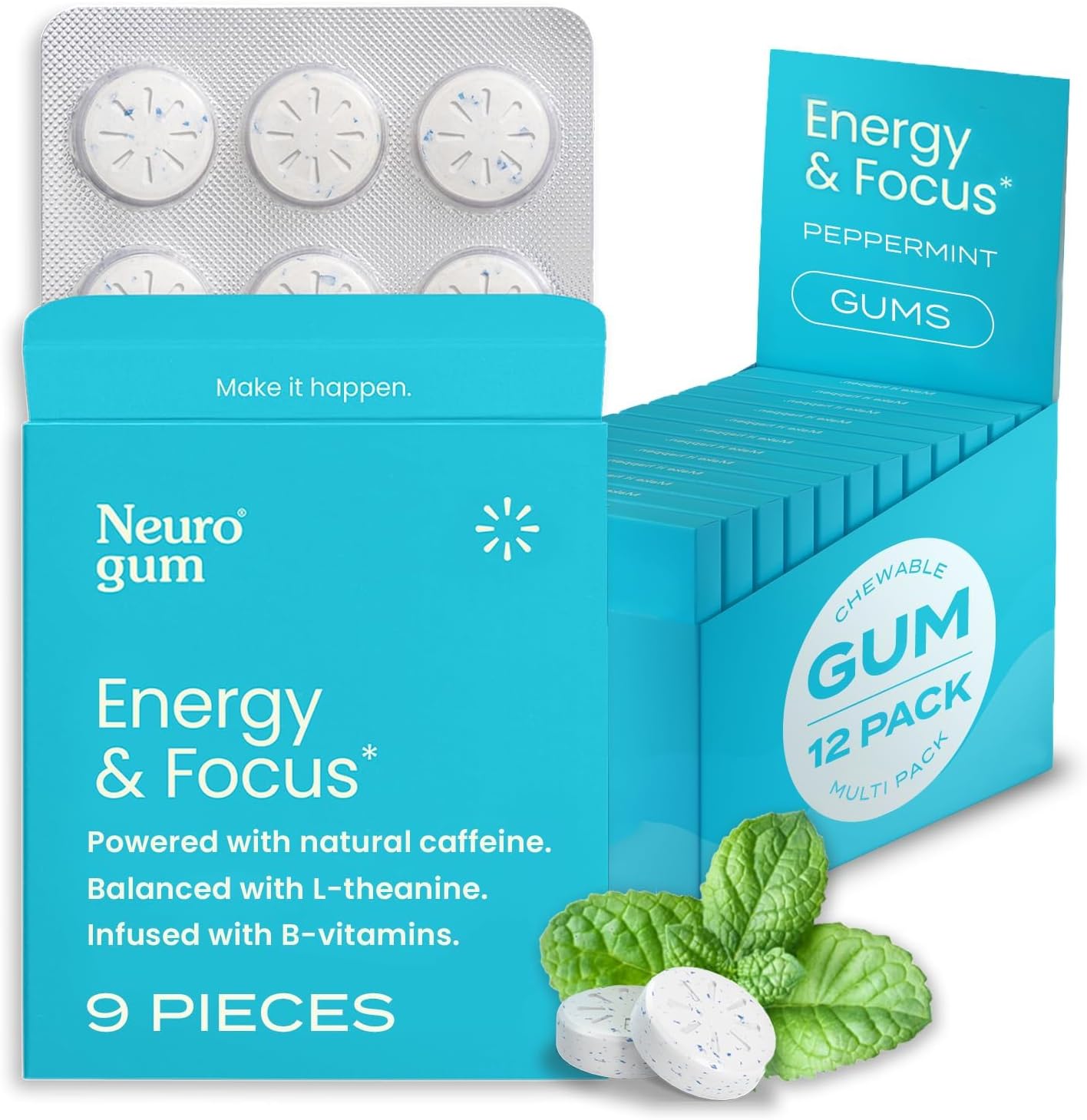 Minty Focus Gum Energy Boost